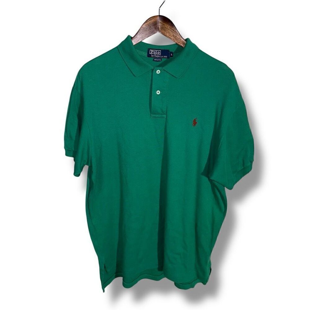 80s Polo Ralph Lauren Green Made in USA Polo Shirt Size L